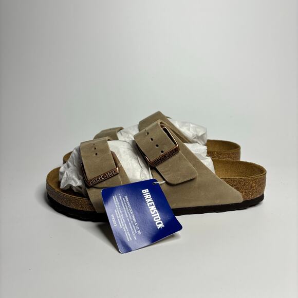 Birkenstock Arizona Waxy Leather Sandals in Tobacco Brown - Picture 2 of 9